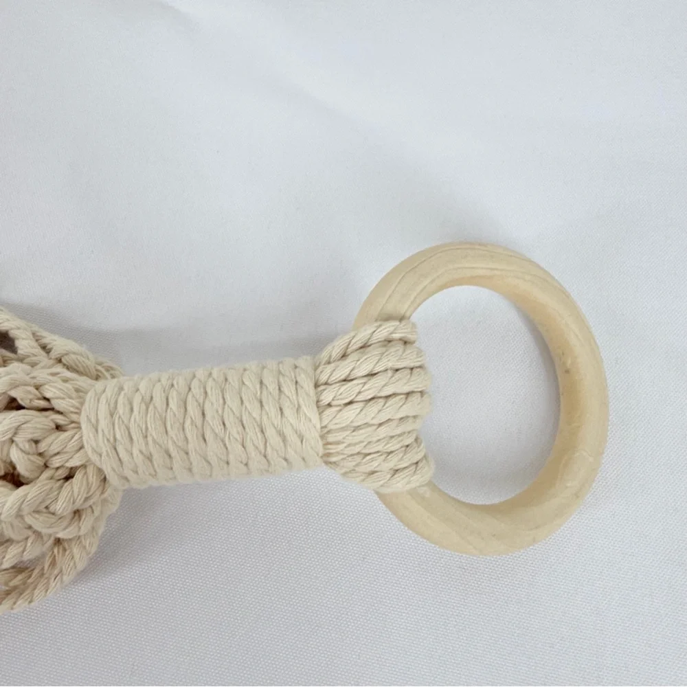 Unbranded Bohemian Off White Macrame Plant Hanger and 10 Inch Basket - Picture 15 of 17